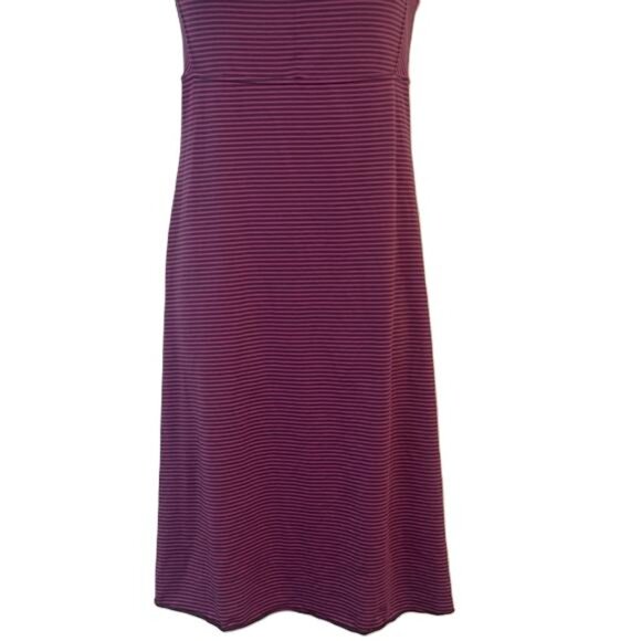 Prana Striped Racerback Midi Dress Purple Black Lattice Back Women's M - Picture 3 of 6